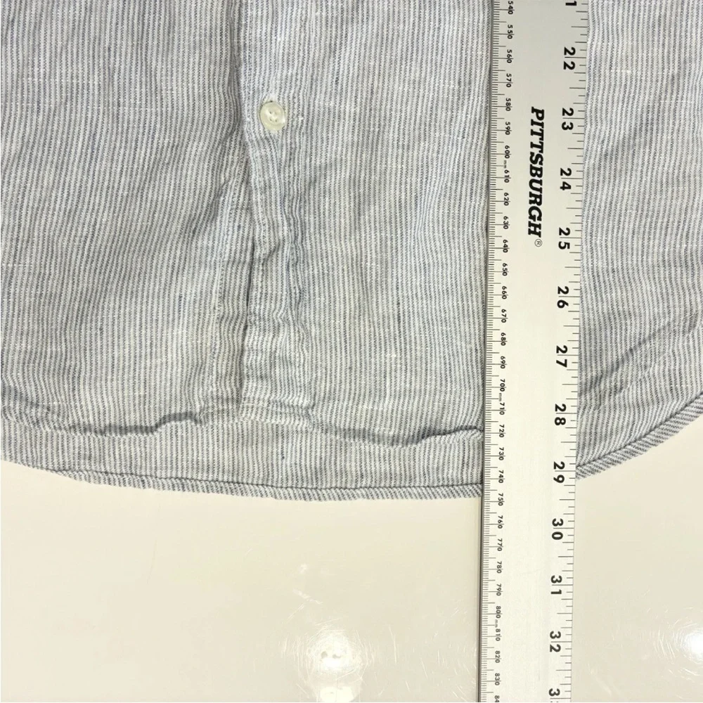 J Crew Blue Striped Linen Button Shirt Men’s S Long Sleeve Slim Fit Office Work